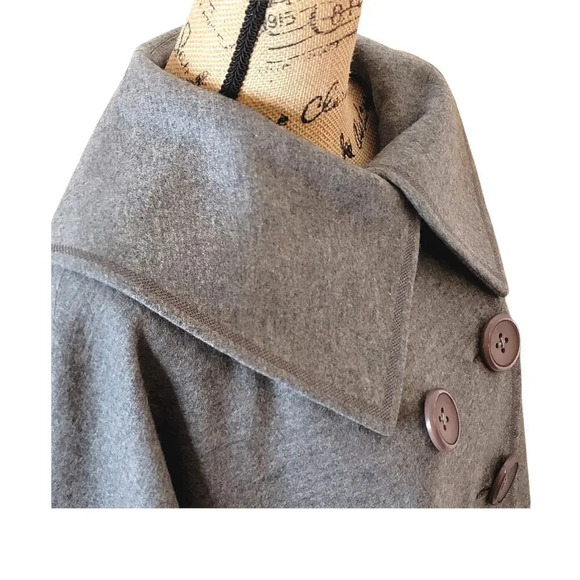 ELLEN TRACY Women's Oversized Wool Peacoat Jacket Size Medium Heather Gray - Picture 11 of 14
